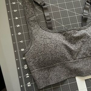 Puma Gray Sports Bra with Wide Straps and Stretch Fabric